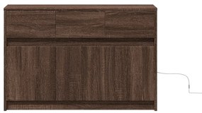 barna tölgy színű szerelt fa LED-es TV-szekrény 91x34x61 cm