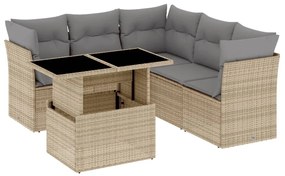 vidaXL 6 részes bézs polyrattan kerti ülőgarnitúra párnával
