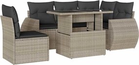 vidaXL 6 részes világosszürke polyrattan kerti ülőgarnitúra párnákkal