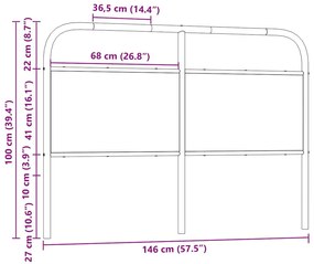 fejtámla sonoma tölgy 140 cm acél és műfa