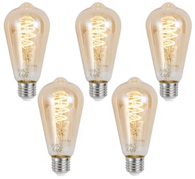 5 db Okos E27 Dimmelhető LED Izzó ST64 Borostyán 4.9W 320lm 2500K