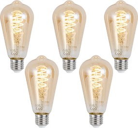 5 darabos intelligens E27 dimmelhető LED izzókészlet ST64 borostyán 4,9W 320 lm 2500K Zigbee