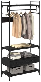 Ruhásszekrény fiókkal Musta tammi 89 x 39 x 184.5 cm Faanyag