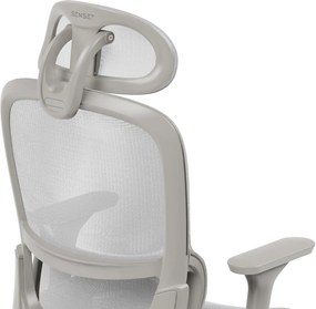 Ergonomikus irodai forgószék Neyo deréktámasz, fejtámla, háló, szürke