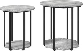 vidaXL Kisasztal készlet polcokkal 2 pcs Szürke