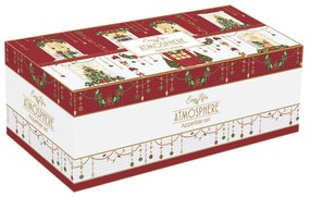 Karácsonyi porcelán kínálótál 4 db-os szett bambusztálcán díszdobozban Festive Avenue