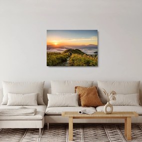 A hegy naplementekor képe (üvegen) (70x50 cm)