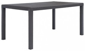 barna rattan hatású műanyag kerti asztal 150 x 90 x 72 cm