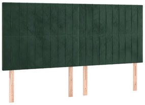 sötétzöld bársony LED-es fejtámla 180x5x118/128 cm