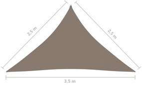 tópszínű háromszögű oxford-szövet napvitorla 2,5 x 2,5 x 3,5 m