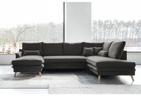 Sötétszürke kinyitható sarokkanapé (jobb oldali-U alakú) Charming Charlie – Miuform