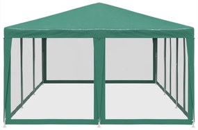 zöld HDPE rendezvénysátor 10 hálós oldalfallal 6 x 4 m
