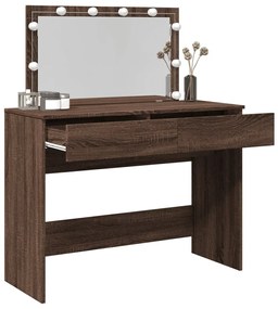 barna tölgy színű fésülködőasztal LED-del 100 x 40 x 120 cm