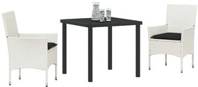 Kert étkező szett párnával 3 pcs Fehér Poli rattan