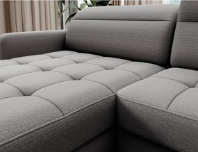 Világosszürke bársony kinyitható-tárolóhelyes sarokkanapé (jobb oldali-U alakú) Berrto – ELTAP