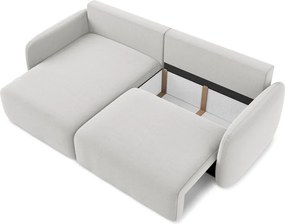 Világosszürke bársony kinyitható-tárolóhelyes sarokkanapé (bal oldali-heverő résszel) Kalena – Makamii