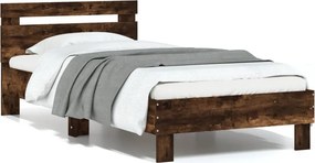 vidaXL füstös tölgy színű szövet ágykeret fejtámlával 75x190 cm