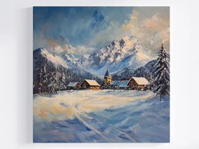 Vászonkép Canvas Kilátás Hegyek Tátra Falu Házak Település Tél Hó 40x40
