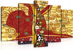 Vászonkép 100x60 moduláris életfa Klimt modernizmus arany piros spirálok