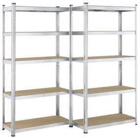Juskys 2 darabos polcrendszer szett - 180x90x40 cm - ezüst