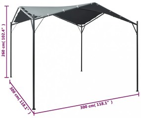 antracitszürke kerti acélpavilon vászontetővel 3 x 3 m