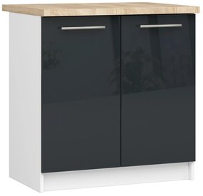 Alsó konyhaszekrény Ozara S80 2D (fehér + fényes grafit). Akció -16%. 1071125