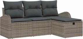 vidaXL Kanapé Szett párnával tárolóval 4 pcs Szürke polirattan