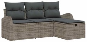 vidaXL Kanapé Szett párnával tárolóval 4 pcs Szürke polirattan