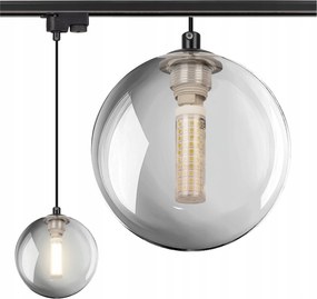 Sínes lámpa G9 Függő Lámpatest üveg Szürke grafit gömb füstszínű lámpabúra