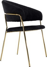 Design étkezőszék, fekete Velvet szövet/gold króm arany, DASMIN TYP 1