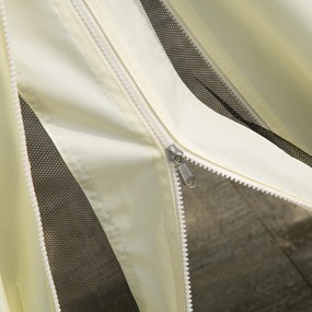 Outsunny Kerti Pavilon Marquee Dobl Roof Leszedhető Falakkal és Szúnyoghálóval 4 x 3 m Krém | Aosom