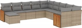 vidaXL 11 részes bézs polyrattan kerti ülőgarnitúra párnákkal