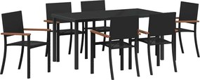 vidaXL Kert étkező szett 7 pcs Fekete Porszórt acél