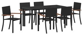 vidaXL Kert étkező szett 7 pcs Fekete Porszórt acél