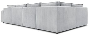 Világosszürke kordbársony sarokkanapé (bal oldali-"U" alakú) Nihad modular – Bobochic Paris