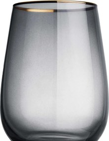TOUCH OF GOLD vizespohár aranyszegéllyel, szürke 590 ml