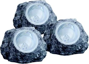 Globo 3302-3 Solar kő szett, szürke műanyag, IP44, akkumulátorral: AA 600mAh 1,2V, HxSZxM:150x125x105mm, tartozék: 2xLED 0,06W 3,2V, 2xLED 0,06W 3,2V, 3db/szett