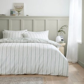 Fehér-zöld egyszemélyes pamut-perkál ágyneműhuzat 135x200 cm Scallop Floral – Bianca