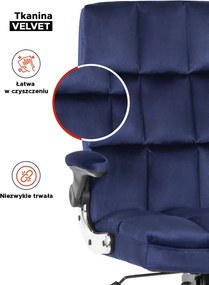 Forgószék sötétkék, bársony kárpittal. LONDON