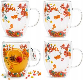 4x Thermo Pohár Kávé Latte Tea Virágok Dupla Aljú 350 ml