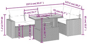 6 részes szürke polyrattan kerti ülőgarnitúra párnákkal