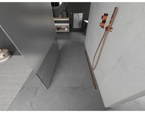 Mexen Kioto, átmenő zuhany paraván 120 x 200 cm, 8mm átlátszó / jegesedés üveg, 2x rose gold stabilizáló távtartó, 800-120-002-60-35