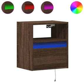 barna tölgyszínű fali TV-szekrény LED-del 41 x 31 x 45 cm