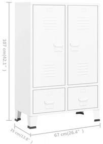 fehér acél ipari stílusú ruhásszekrény 67 x 35 x 107 cm