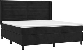 vidaXL fekete bársony rugós és LED-es ágy matraccal 180x200 cm