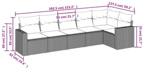 6 részes szürke polyrattan kerti ülőgarnitúra párnákkal