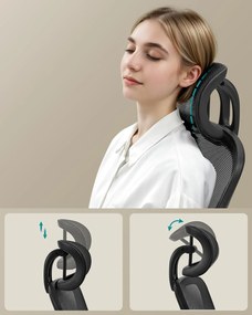 ergonomikus irodai szék, forgószék hálós háttámlával, fekete színben