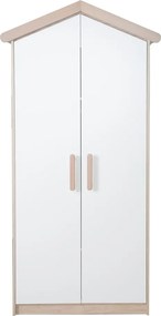 Fehér-natúr színű gyerek ruhásszekrény tölgyfa dekorral 96x190x50 cm Cabane – Roba