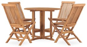 vidaXL 5 részes kültéri összecsukható tömör tíkfa étkezőgarnitúra