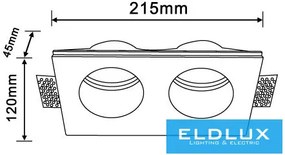 UNIVERSO Gipsz süllyesztett spot lámpatest 2xGU10 215x120x45mm IP20 fehér